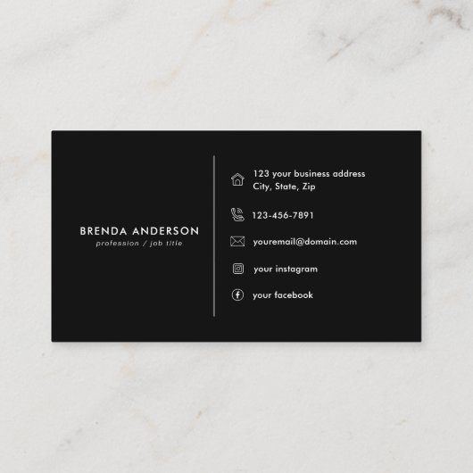 ラグジュアリーブラック金ゴールドダイヤモンドソーシャルメディアモノグラム 名刺 (裏面)