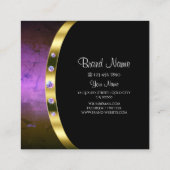 ラグジュアリーブラック金ゴールドパープルマーブルモノグラムダイヤモンド スクエア名刺 (裏面)