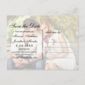 ラグジュアリーブラック金ゴールドフォトウェディング日付を保存 案内ポストカード (裏面)