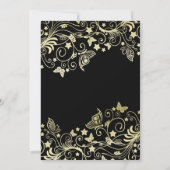 ラグジュアリーブラック金ゴールドフローラスワーズシャワー招待状 招待状 (裏面)