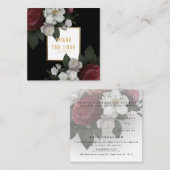 ラグジュアリーブラック金ゴールドフローラ共有ザラブレファレンス スクエア名刺 (正面/裏面)