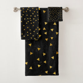 ラグジュアリーブラック金ゴールドプレミモダンアムシンプル バスタオルセット