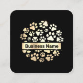 ラグジュアリーブラック金ゴールドペット用品店 スクエア名刺 (正面)