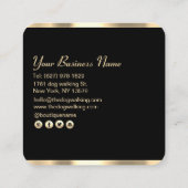 ラグジュアリーブラック金ゴールドペット用品店 スクエア名刺 (裏面)