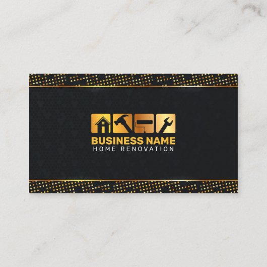 ラグジュアリーブラック金ゴールドホームリノベーションビルダーリモデル 名刺 (裏面)