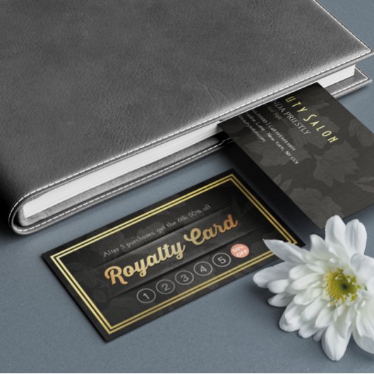 ラグジュアリーブラック金ゴールドメイクアップ美しいヘアサロンロイヤリティ ロイヤリティカード