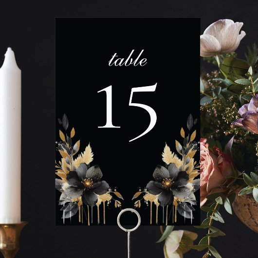 ラグジュアリーブラック金ゴールドメキシコスタイルキンセアニラ テーブルナンバー