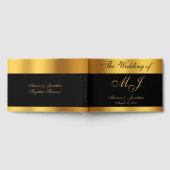 ラグジュアリーブラック金ゴールドモノグラム結婚ネームズ ゲストブック (全面)