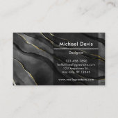 ラグジュアリーブラック金ゴールド大理石ロゴ付き 名刺 (正面)