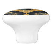 ラグジュアリーブラック金ゴールド大理石幾何学模様 セラミックノブ (側面)