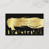 ラグジュアリーブラック金ゴールド美容師美しいサロン 名刺 (正面)