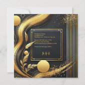ラグジュアリーブラック金ゴールド1920sアールデコ結婚ズ 招待状 (裏面)