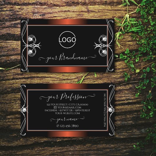 ラグジュアリーブラック銅スパークルジュエリー追加ロゴ華美 名刺