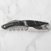 ラグジュアリーブラック&グレイフェイクマーブルモノグラム ソムリエナイフ (裏面)