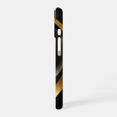 ラグジュアリーブラック&ゴールドストライプiPhone 16ケース | 光沢 iPhone 16ケース (左側面)