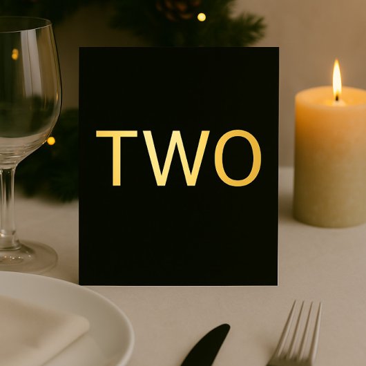 ラグジュアリーブラック&ゴールドフォイルテーブル番号（結婚式） 箔シーズンカード