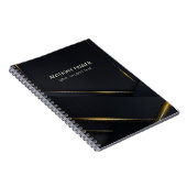 ラグジュアリーブラック、ダークグレー背景金ゴールドライン ノートブック (右側)