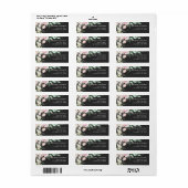 ラグジュアリーブラック&ピンク結婚フローラ ラベル (フルシート)