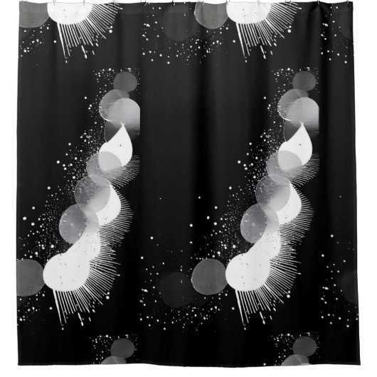 ラグジュアリーブラック&ホワイトシャワーカーテンスタイル1 シャワーカーテン (正面)