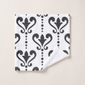 ラグジュアリーブラック&ホワイトパーソナライズされた バスタオルセット (ウォッシュタオル)