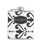 ラグジュアリーブラック&ホワイトパーソナライズされた フラスク (正面)