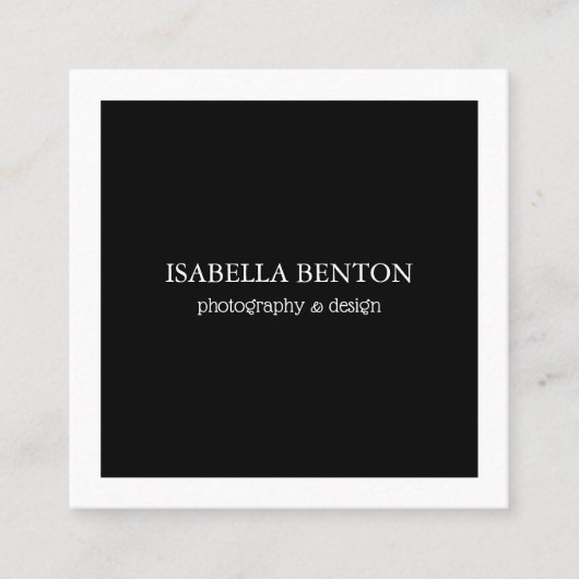 ラグジュアリーブラック&ホワイトミニマモダンリストQRコード スクエア名刺 (正面)