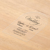 ラグジュアリーブラック&ホワイト結婚ズシック芸術的カップル アクリル招待状 (レイダウン)