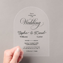 ラグジュアリーブラック&ホワイト結婚ズシック芸術的カップル アクリル招待状