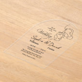 ラグジュアリーブラック&ホワイト結婚ズシック芸術的カップル アクリル招待状 (レイダウン)