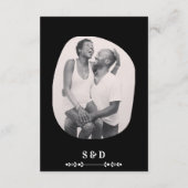 ラグジュアリーブラック&ホワイト結婚ズシック芸術的カップル エンクロージャーカード (裏面)