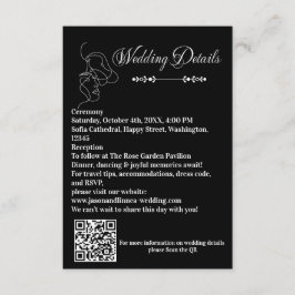 ラグジュアリーブラック&ホワイト結婚ズシック芸術的カップル エンクロージャーカード