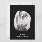 ラグジュアリーブラック&ホワイト結婚ズシック芸術的カップル セーブザデート (裏面)
