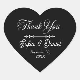 ラグジュアリーブラック&ホワイト結婚ズシック芸術的カップル ハートシール