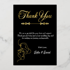 ラグジュアリーブラック&ホワイト結婚ズシック芸術的カップル 箔招待状