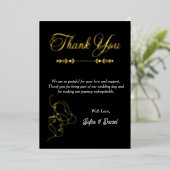 ラグジュアリーブラック&ホワイト結婚ズシック芸術的カップル 箔招待状 (立ち正面)