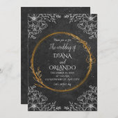 ラグジュアリーブラック&ホワイト結婚式招待状 招待状 (正面/裏面)
