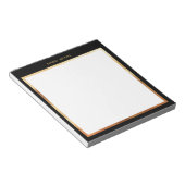 ラグジュアリーブラック&メタリック金ゴールドフレームモノグラム ノートパッド (アングル)