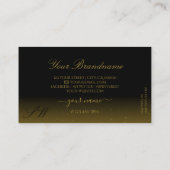 ラグジュアリーブラック&金ゴールドきらめくジュエリーモノグラム 名刺 (裏面)