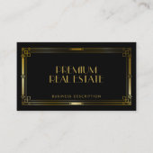 ラグジュアリーブラック&金ゴールドアールデコフレーム 名刺 (正面)