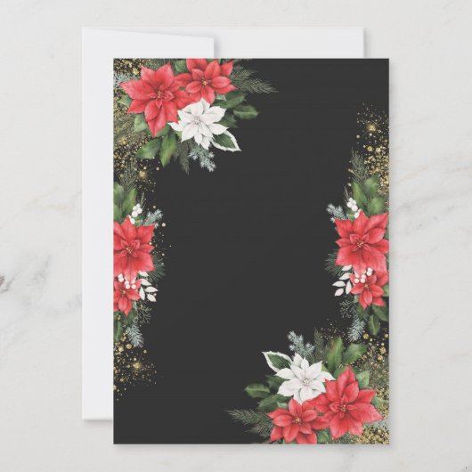 ラグジュアリーブラック&金ゴールドクリスマスディナー招待状 招待状 (裏面)