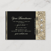 ラグジュアリーブラック&金ゴールドグリッタースターズダイヤモンド 名刺 (裏面)