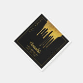 ラグジュアリーブラック&金ゴールドグリッタードリップスウィート16誕生日 スタンダードカクテルナプキン (角)