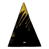 ラグジュアリーブラック&金ゴールドグリッタードリップスウィート16誕生日 パーティーハット (右)