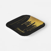 ラグジュアリーブラック&金ゴールドグリッタードリップスウィート16誕生日 ペーパープレート (傾斜あり)