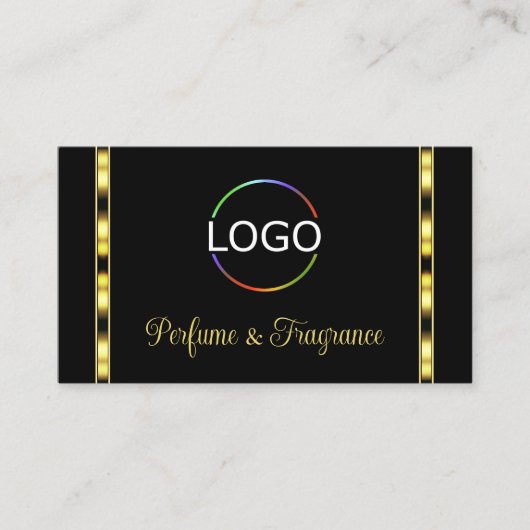 ラグジュアリーブラック&金ゴールドシックとロゴプロフェッショナル 名刺 (正面)