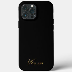 ラグジュアリーブラック&金ゴールドシックスクリプトモノグラム iPhone 13 PRO MAXケース