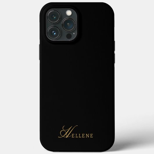 ラグジュアリーブラック&金ゴールドシックスクリプトモノグラム Case-Mate iPhoneケース (裏面)