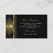 ラグジュアリーブラック&金ゴールドスクイグドジュエリーガーズ装飾品 名刺 (裏面)