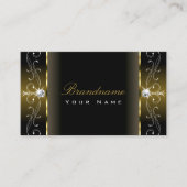 ラグジュアリーブラック&金ゴールドスクイグドジュエリーガーズ装飾品 名刺 (正面)