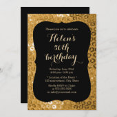 ラグジュアリーブラック&金ゴールドパイラットバースデーパーティー 招待状 (正面/裏面)